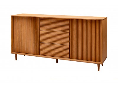 Balcão buffet com 1,60 metros com 2 portas e 3 gavetas no acabamento em cera natural com toque acetinado / Coleção Jazz